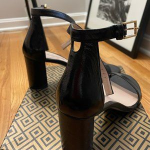Stuart Weitzman block heel sandals, black, size 8